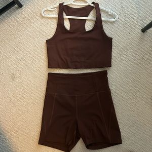 Barely worn brown Girlfriend Collective workout set